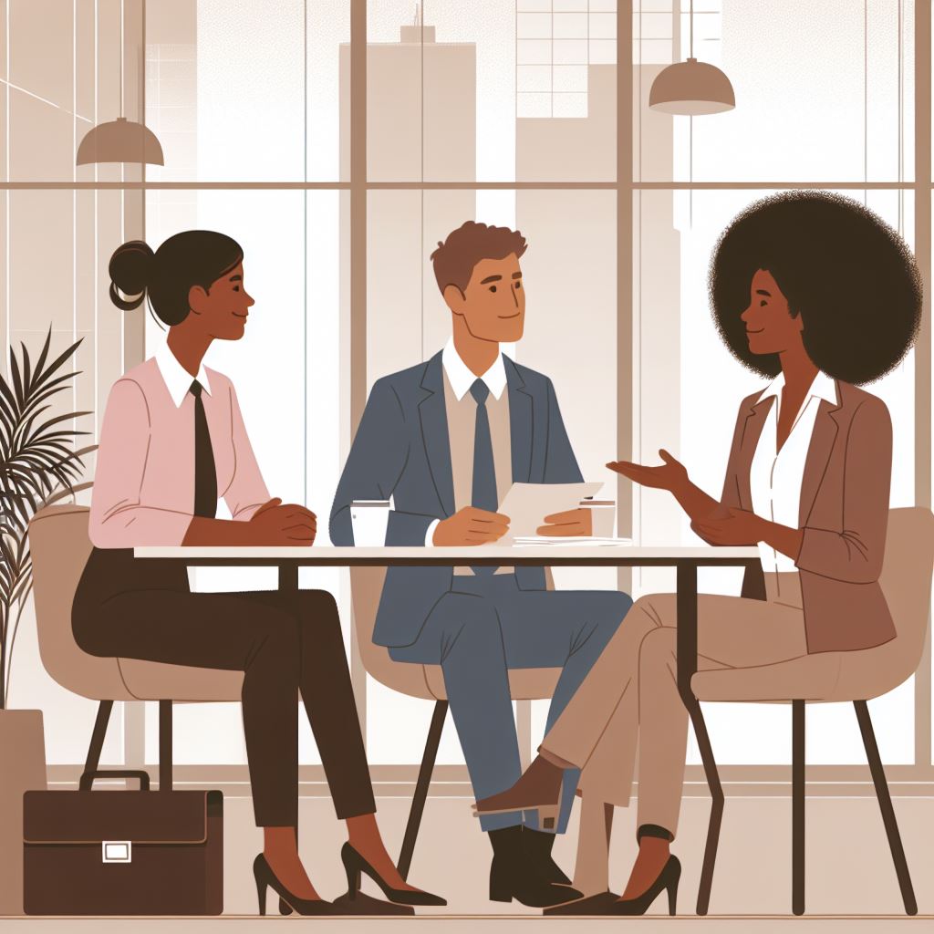 Illustration of people sitting at a conference table and engaging in healthy communication